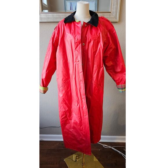 Vintage‎ Misty Harbor Any Weather Slicker Plaid Line Raincoat Women Size L Red - Picture 2 of 8